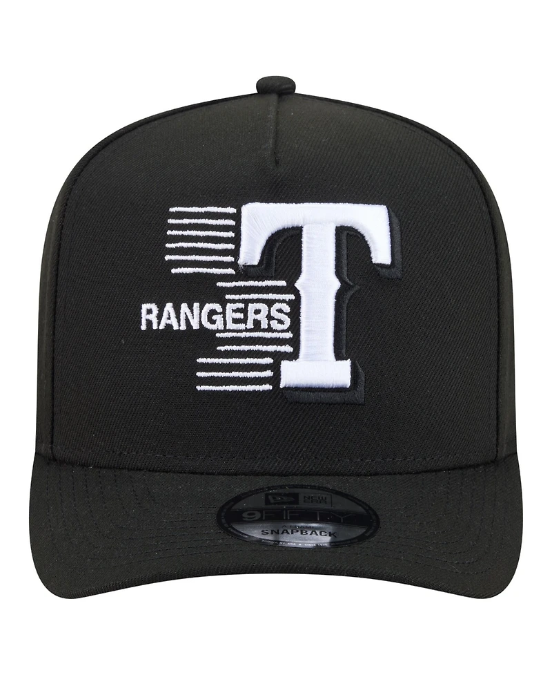 New Era Men's Black Texas Rangers Motion A-Frame 9FIFTY Snapback Hat