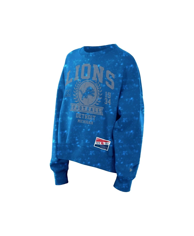 New Era Women's Blue Detroit Lions Throwback Oversized Boxy Sweatshirt