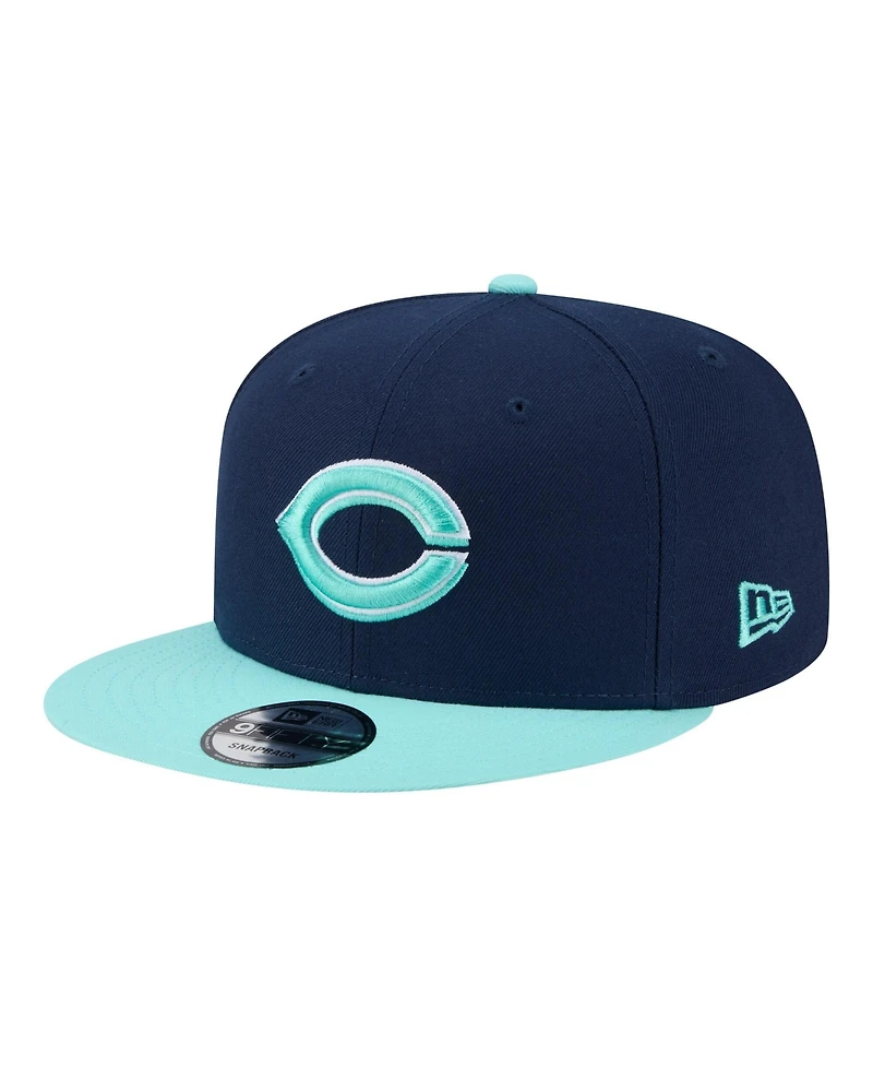 New Era Men's Navy/Turquoise Cincinnati Reds 2-Tone Color Pack 9FIFTY Snapback Hat