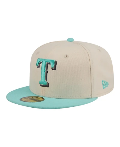 New Era Men's Light Beige/Turquoise Texas Rangers Two-Tone Color Pack 59FIFTY Fitted Hat