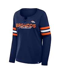 Fanatics Women's Navy Denver Broncos Team First Coverage Scheme Lace-Up Long Sleeve T-Shirt