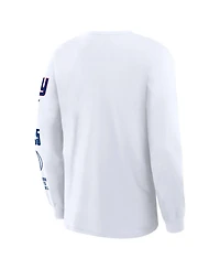 Fanatics Men's White New York Giants Checkdown Pass Long Sleeve T-Shirt