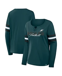 Fanatics Women's Midnight Green Philadelphia Eagles Team First Coverage Scheme Lace-Up Long Sleeve T-Shirt