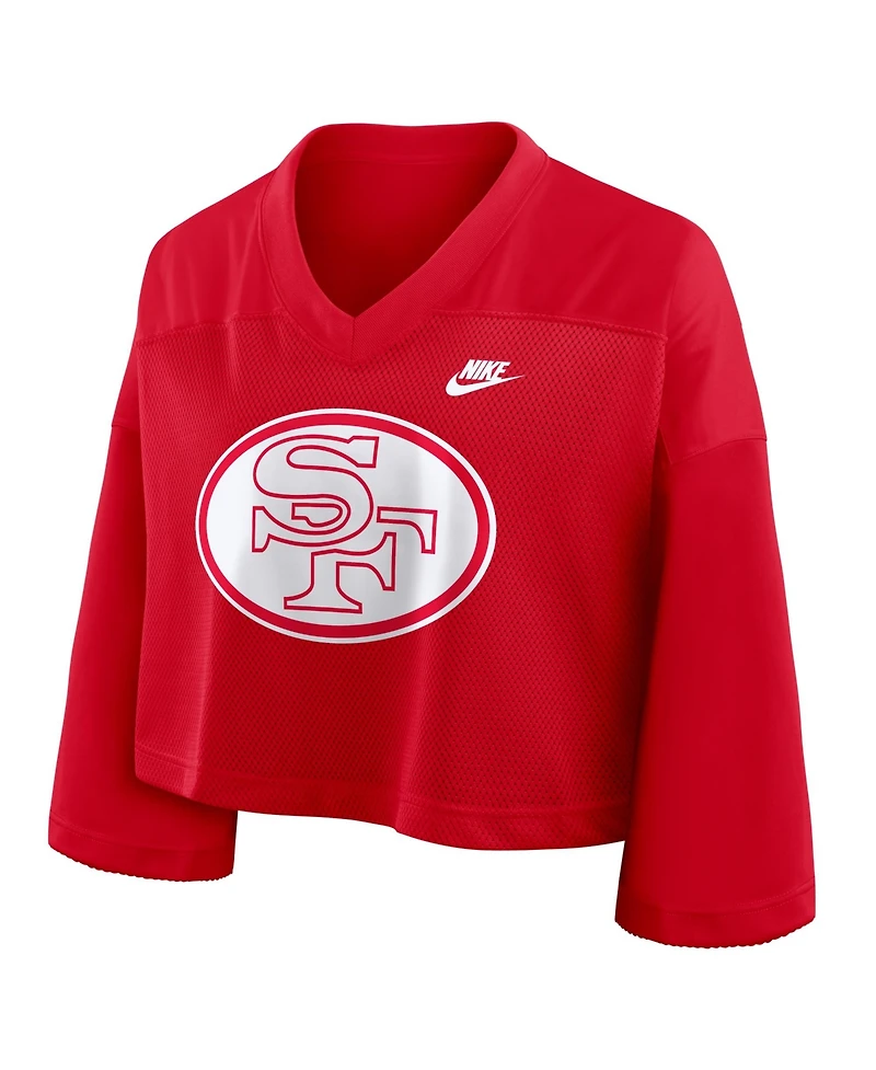 Nike Women's Scarlet San Francisco 49ers Rewind Cropped Mesh Dri-fit Fashion Jersey