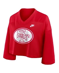 Nike Women's Scarlet San Francisco 49ers Rewind Cropped Mesh Dri-fit Fashion Jersey