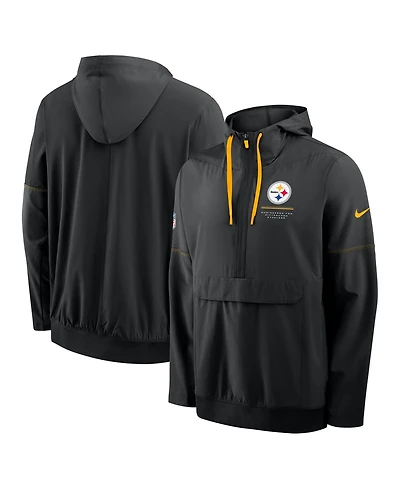 Nike Men's Black Pittsburgh Steelers Sideline Logo Glory Anorak Half-Zip Hoodie