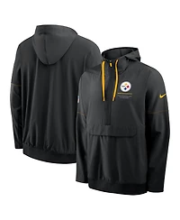 Nike Men's Black Pittsburgh Steelers Sideline Logo Glory Anorak Half-Zip Hoodie