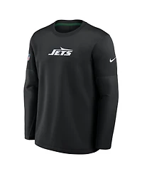 Nike Men's Black New York Jets Sideline Coaches Team Present Midweight Therma-fit Sweatshirt