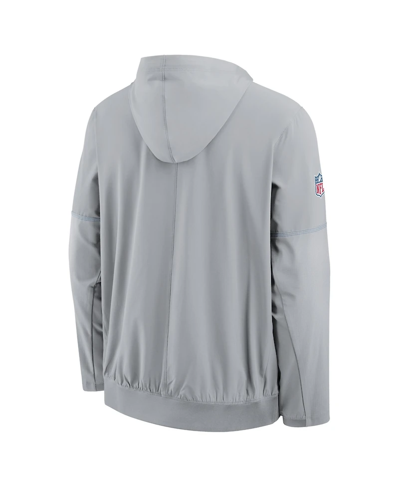 Nike Men's Silver Detroit Lions Sideline Logo Glory Anorak Half-Zip Hoodie