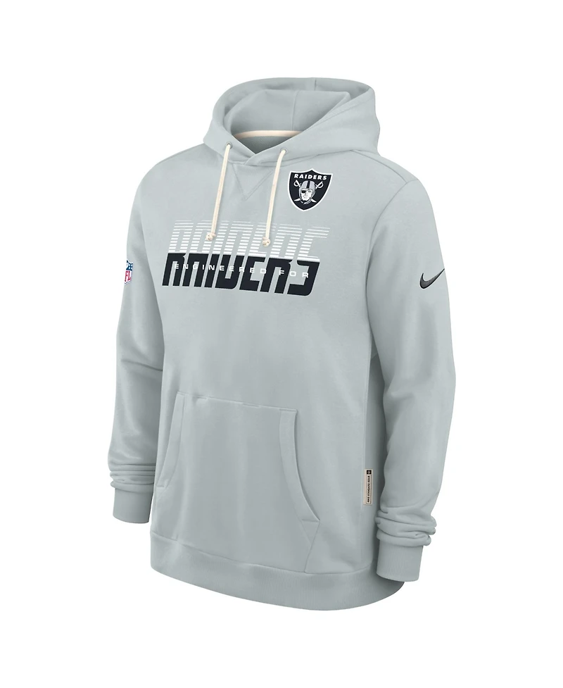 Nike Men's Silver Las Vegas Raiders Sideline Standard Issue Top Prospect Dri-fit Hoodie