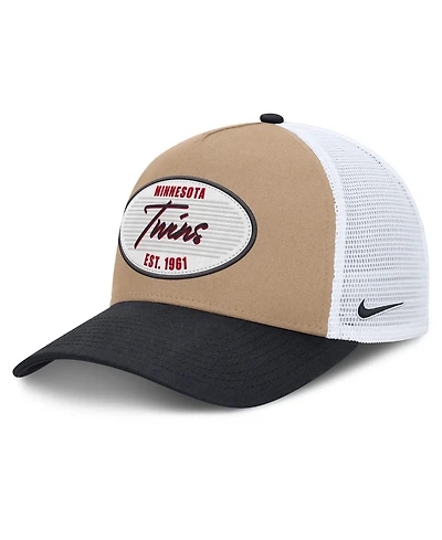 Nike Men's Khaki/Navy Minnesota Twins Rise A-Frame Trucker Adjustable Hat