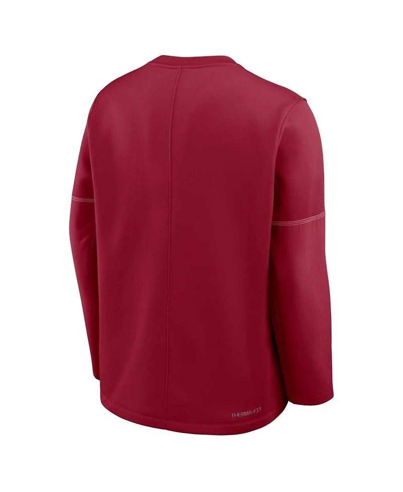 Jordan Men's Crimson Oklahoma Sooners 2026 Sideline Coaches Therma-fit Long Sleeve T-Shirt