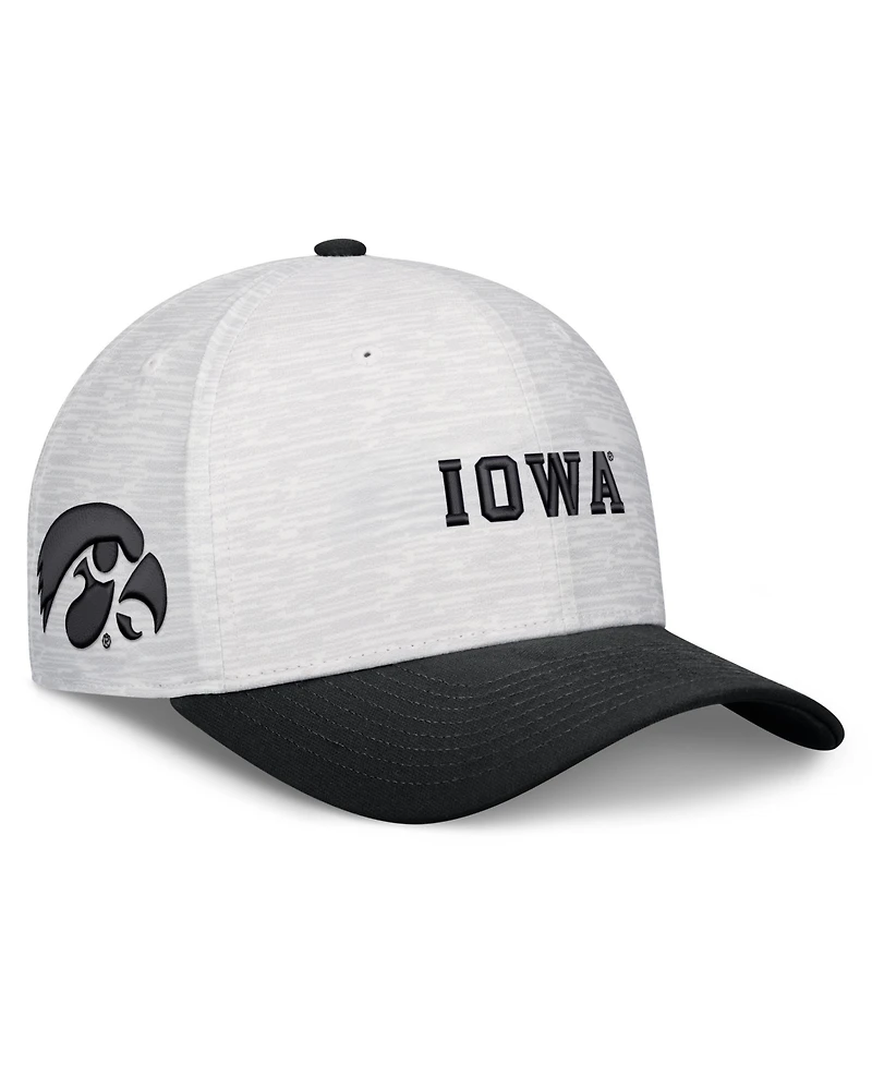 Nike Men's and Women's White/Black Iowa Hawkeyes Primetime Rise Adjustable Hat