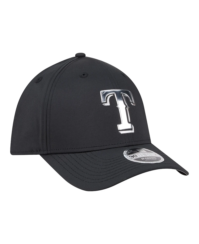New Era Men's Black Texas Rangers Metallic 39THIRTY M-Crown Flex Hat