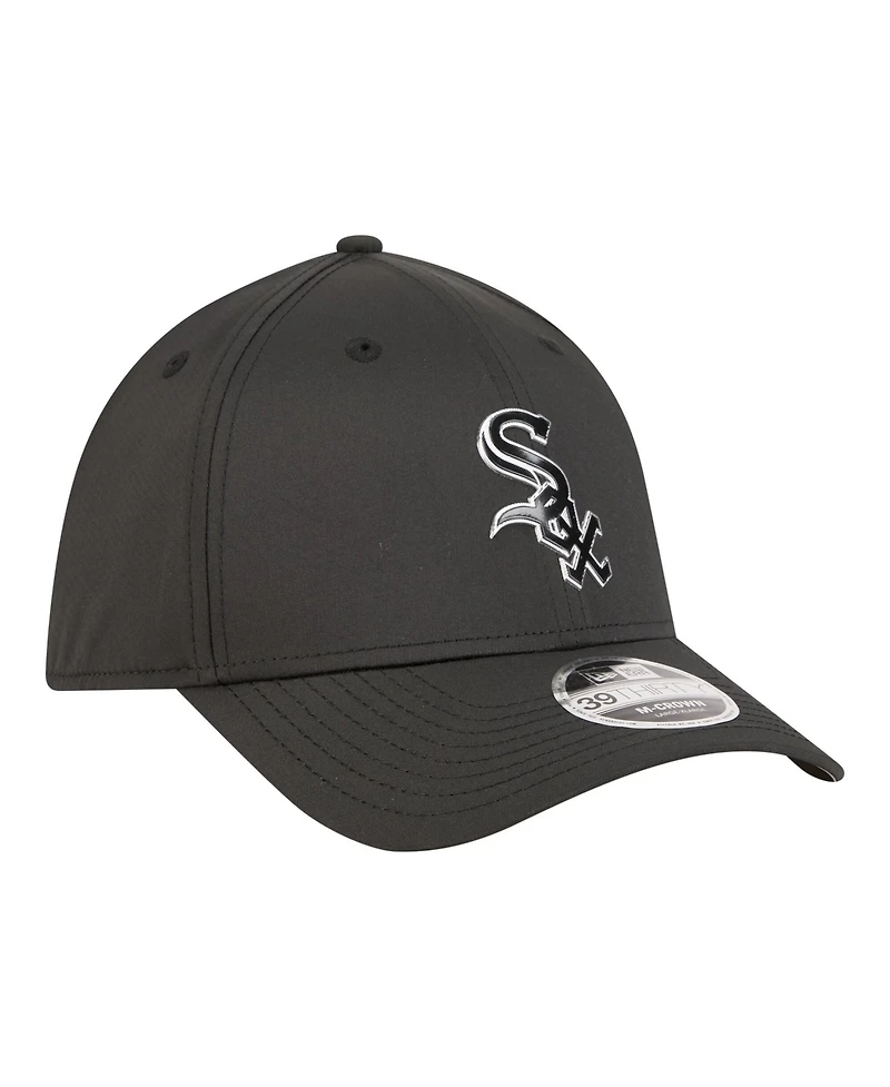 New Era Men's Black Chicago White Sox Metallic 39THIRTY M-Crown Flex Hat
