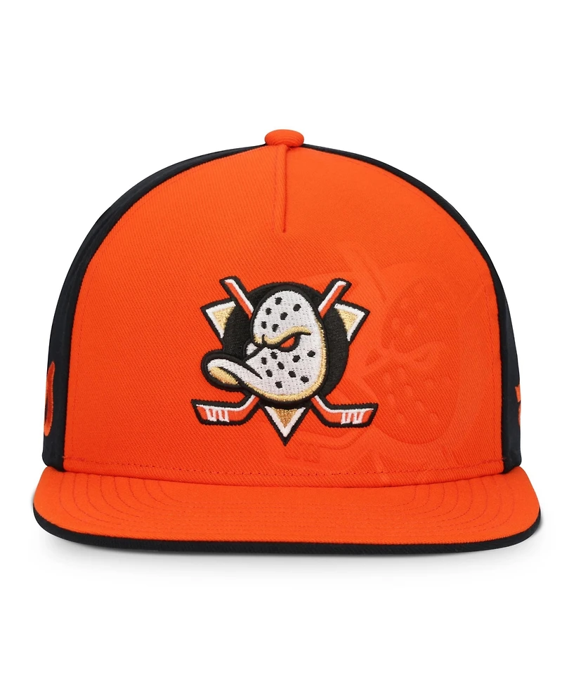 Fanatics Men's Orange/Black Anaheim Ducks Snapback Hat