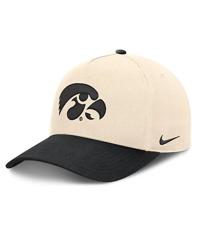 Nike Men's and Women's Natural/Black Iowa Hawkeyes Campus Prep Rise Adjustable Hat