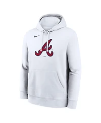 Nike Men's White Atlanta Braves Logo Club Hoodie