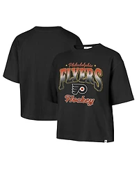 '47 Brand Women's Black Philadelphia Flyers Vibe Check Reed City Cropped T-Shirt