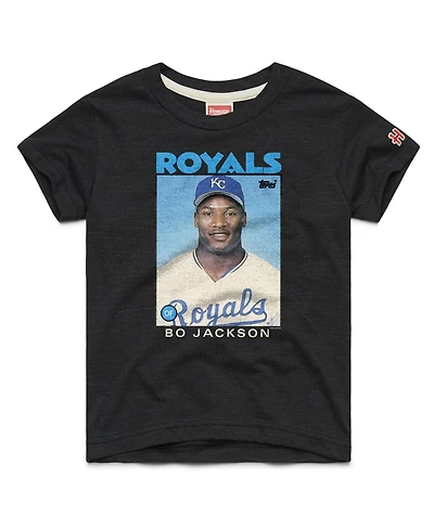 Homage Big Boys and Girls Bo Jackson Charcoal Kansas City Royals Topps Baseball Card Tri-Blend T-Shirt