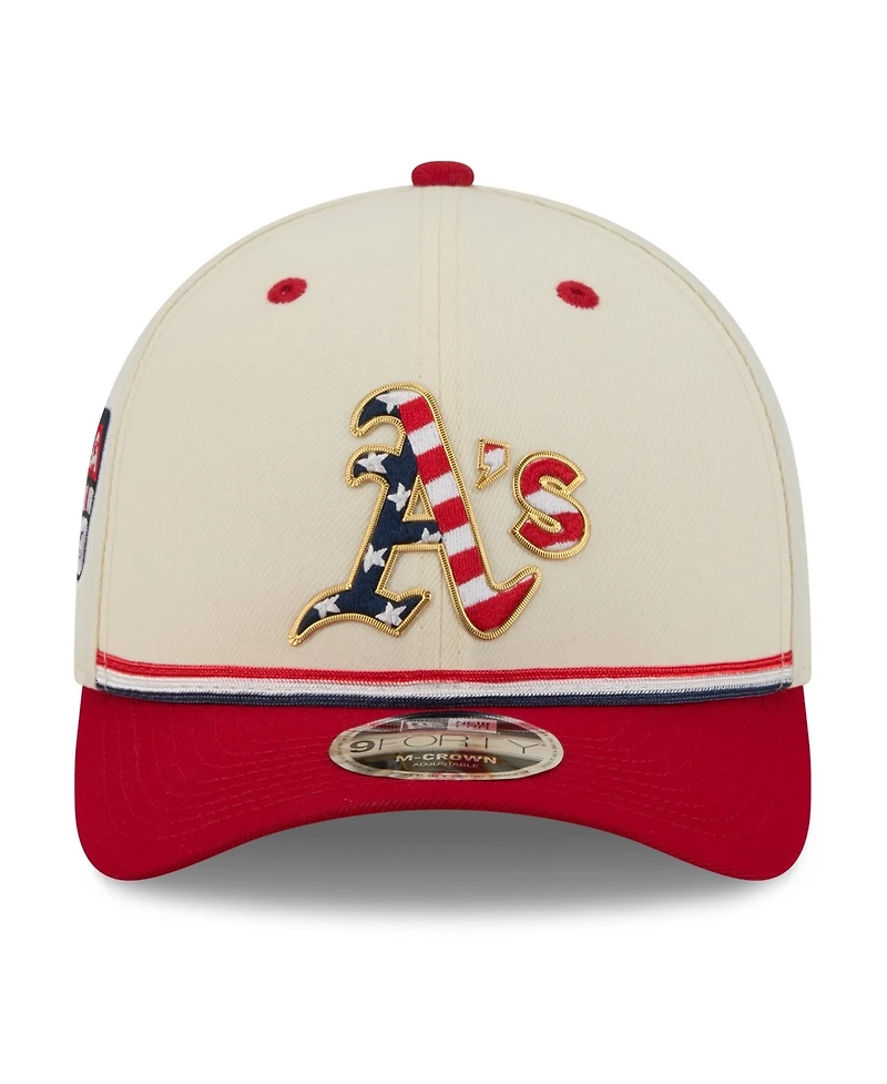 New Era Big Boys and Girls Cream/Red Athletics Usa 250 9FORTY M-Crown Adjustable Hat