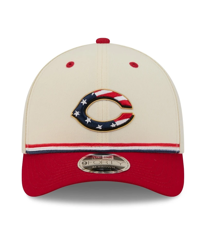 New Era Big Boys and Girls Cream/Red Cincinnati Reds Usa 250 9FORTY M-Crown Adjustable Hat