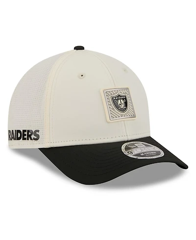 New Era Men's Cream/Black Las Vegas Raiders 2026 Nfl Training Camp 9FORTY Adjustable Hat