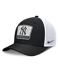 Nike Men's Black/White New York Yankees Camo Rise Trucker Dri-fit Adjustable Hat