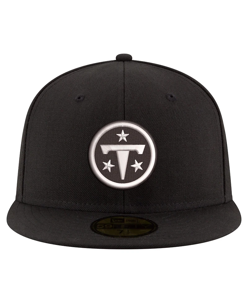 New Era Men's Black Tennessee Titans White 59FIFTY Fitted Hat