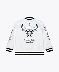 Mitchell & Ness Men's White Chicago Bulls Arctic Lightweight Full-Snap Satin Jacket