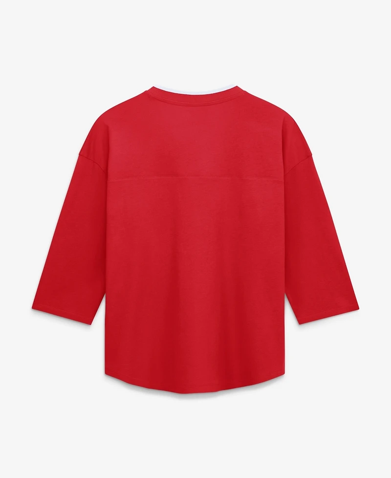 Fanatics Women's Red Kansas City Chiefs Team First Deceptive Juke 3/4-Sleeve V-Neck T-Shirt