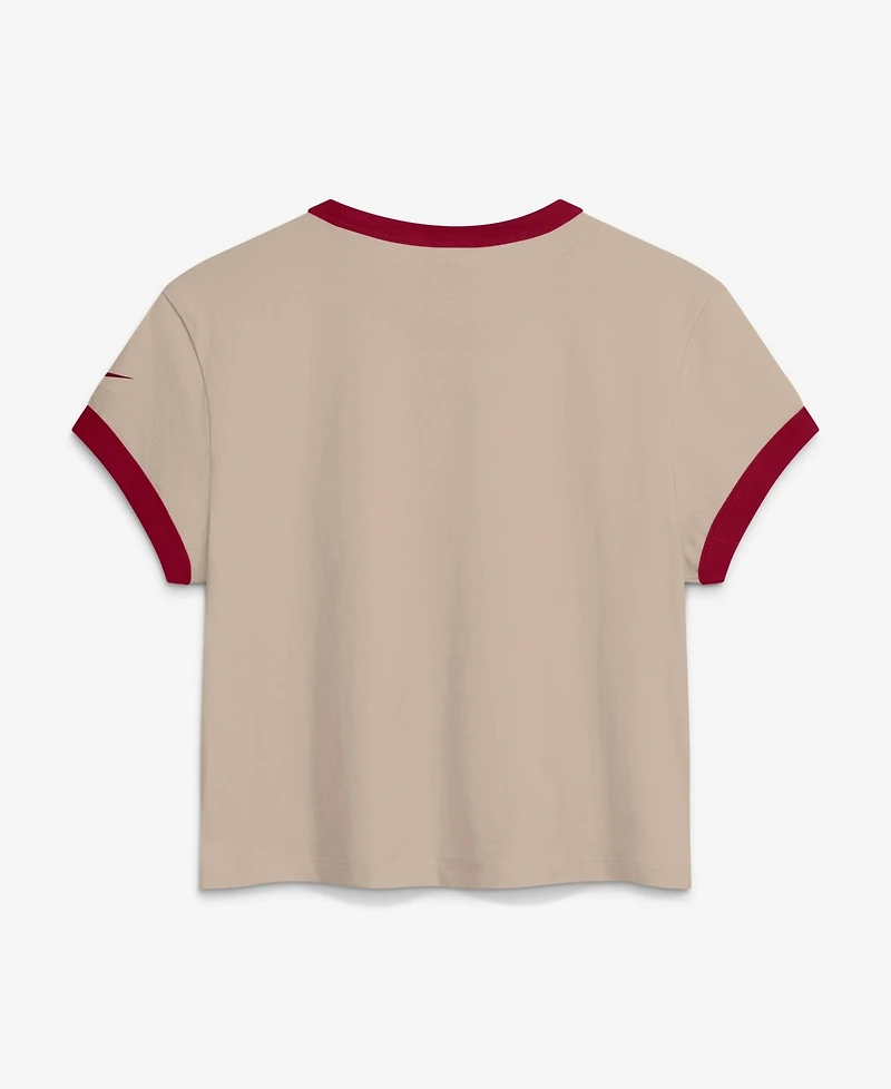 Nike Women's Cream Washington Commanders Rewind Ringer Mod Cropped T-Shirt