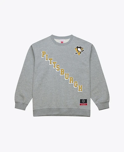 Mitchell & Ness Men's Heather Gray Pittsburgh Penguins Core Wordmark Fleece Sweatshirt