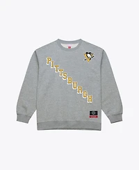 Mitchell & Ness Men's Heather Gray Pittsburgh Penguins Core Wordmark Fleece Sweatshirt