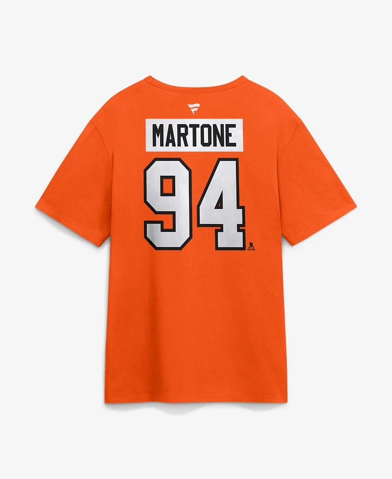Fanatics Men's Porter Martone Orange Philadelphia Flyers Authentic Stack Name & Number T-Shirt