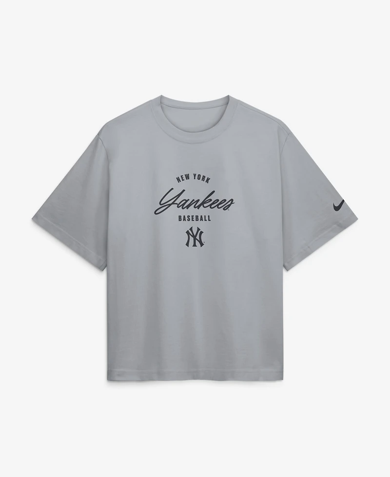 Nike Women's Aaron Judge Gray New York Yankees Premium Essentials Boxy Name & Number T-Shirt