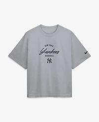 Nike Women's Aaron Judge Gray New York Yankees Premium Essentials Boxy Name & Number T-Shirt