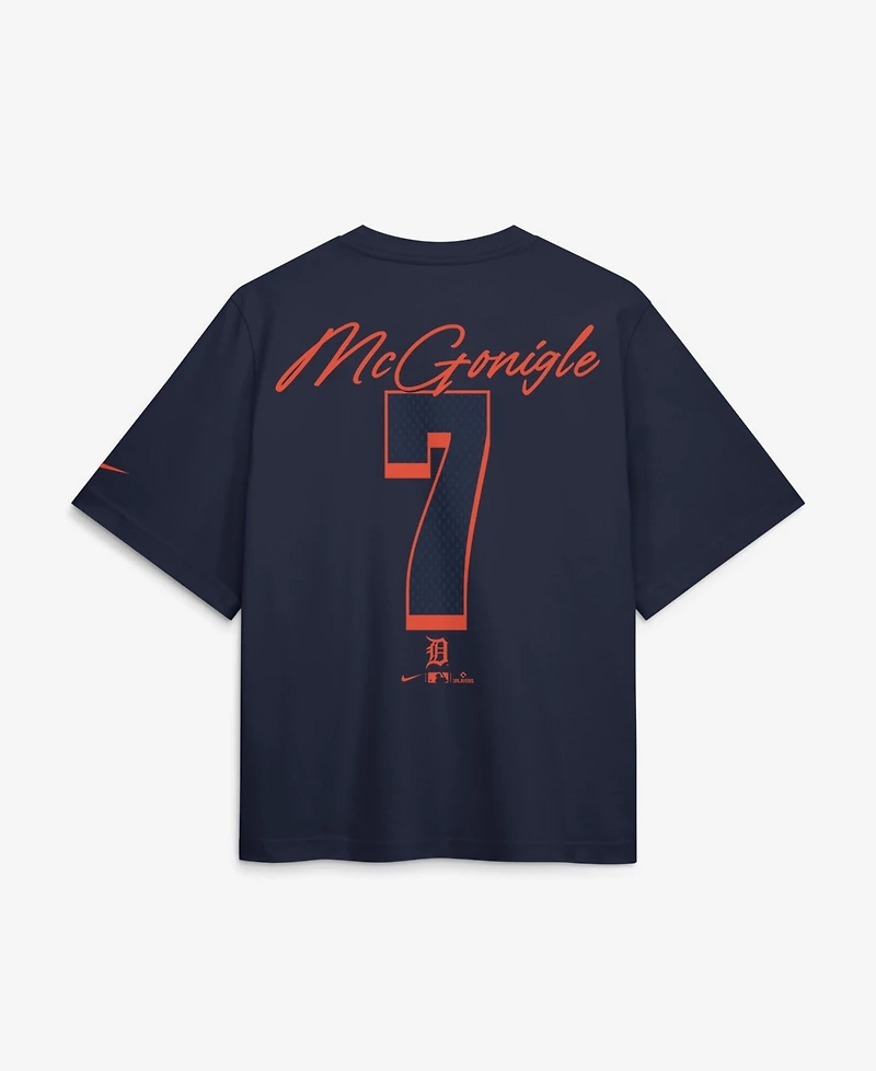 Nike Women's Kevin McGonigle Navy Detroit Tigers Premium Essentials Boxy Name & Number T-Shirt