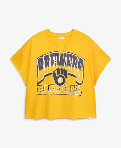 '47 Brand Women's Gold Milwaukee Brewers Plus Win Big Oversized Notch-Neck T-Shirt