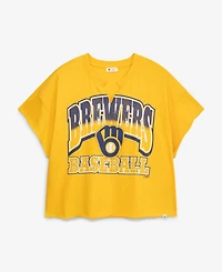 '47 Brand Women's Gold Milwaukee Brewers Plus Win Big Oversized Notch-Neck T-Shirt