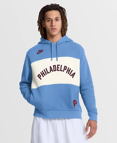 Nike Men's Light Blue Philadelphia Phillies '80s Cooperstown Collection Legacy Color-Block Hoodie