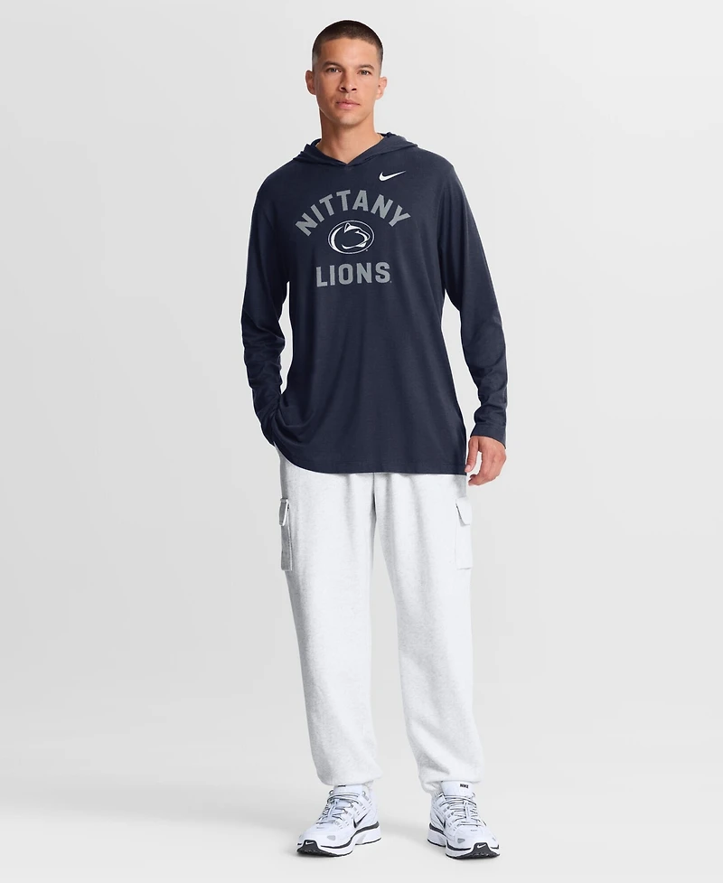 Nike Men's Navy Penn State Nittany Lions Primetime Arch Tri-Blend Dri-fit Long Sleeve Hooded T-Shirt
