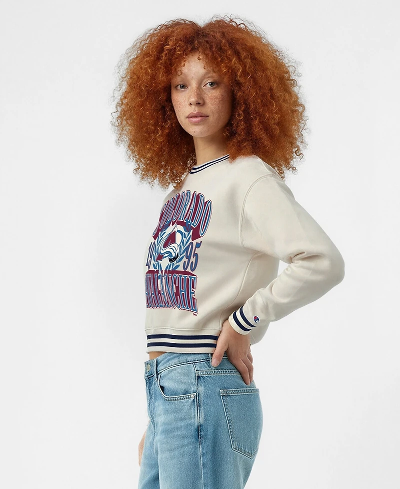 Champion Women's Cream Colorado Avalanche Bold Laurels Reverse Weave Yarn Crewneck Sweatshirt