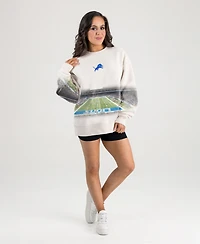 Gameday Couture Women's Natural Detroit Lions Power Move Stadium Premium Drop Shoulder Sweatshirt