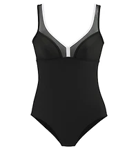 Lascana Women's Mesh Trim Tummy Control One Piece Swimsuit Bra Sizing