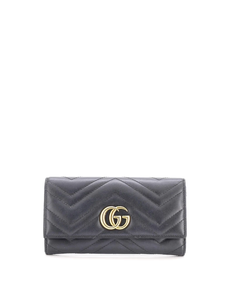 Pre-Owned Gucci Gg Marmont Continental Wallet Matelasse Leather