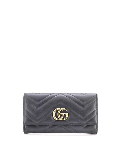 Pre-Owned Gucci Gg Marmont Continental Wallet Matelasse Leather