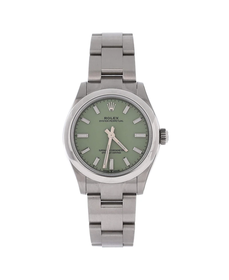 Pre-Owned Rolex Oyster Perpetual Pistachio Green Automatic Watch in Stainless Steel 31mm