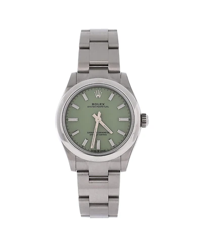 Pre-Owned Rolex Oyster Perpetual Pistachio Green Automatic Watch in Stainless Steel 31mm