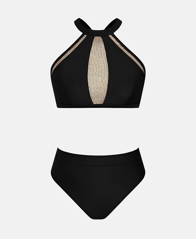 Cupshe Women's Gentle Hollow Out Halter High Waist Bikini Set